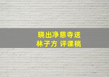 晓出净慈寺送林子方 评课稿